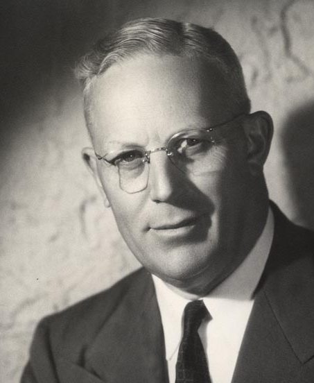 Bust length portrait of Earl Warren.