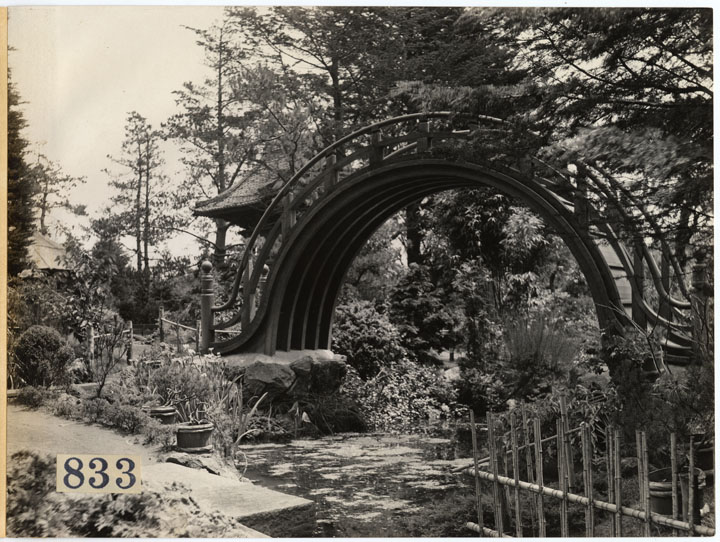 Wooden arch over entry to Tea Garden